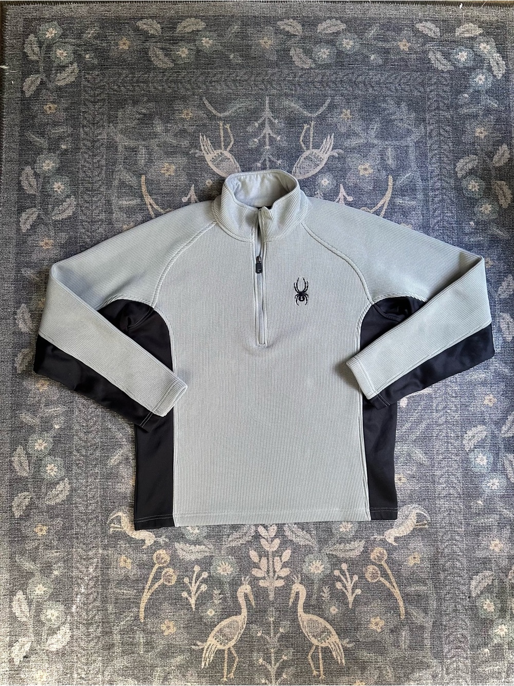 Spyder Men's Light Gray and Black Quarter-Zip Pullover